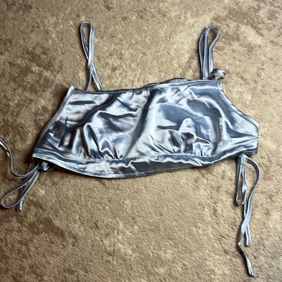 Light blue | Pajama Set | Silk | 95% polyester and 5% elastane | Size Small | - Picture 4 of 5